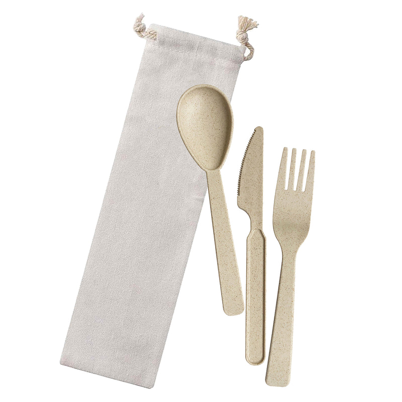 Custom Branded Wheat-Straw-Utensils-In-Bag 48 Hour Express Dispatch