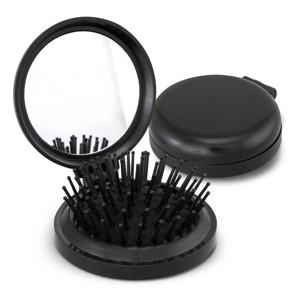 Custom Branded Compact Brush with Mirror - Promo Merchandise