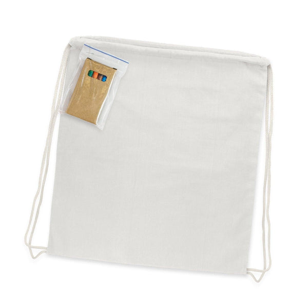Custom Branded Cotton Colouring Drawstring Backpack - Promo Merchandise