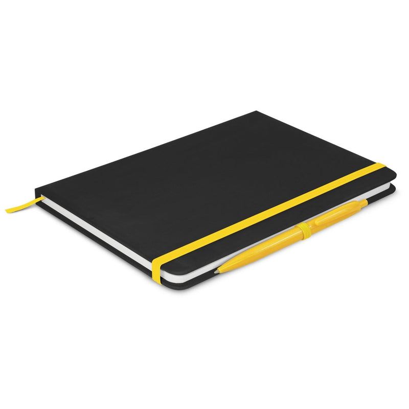 Custom Branded Omega Black Notebook with Pen - Promo Merchandise