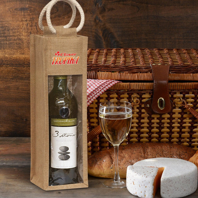 Custom Branded Serena Jute Wine Carrier - Promo Merchandise