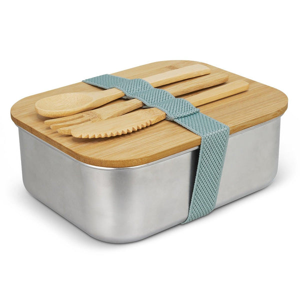 Custom Branded Stainless Steel Bamboo Lunch Box - Promo Merchandise